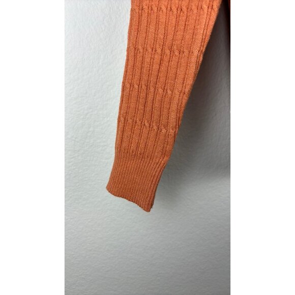 Lost + Wander - Small - Orange V-Neck Ribbed Cardigan With Buttons - Picture 5 of 6